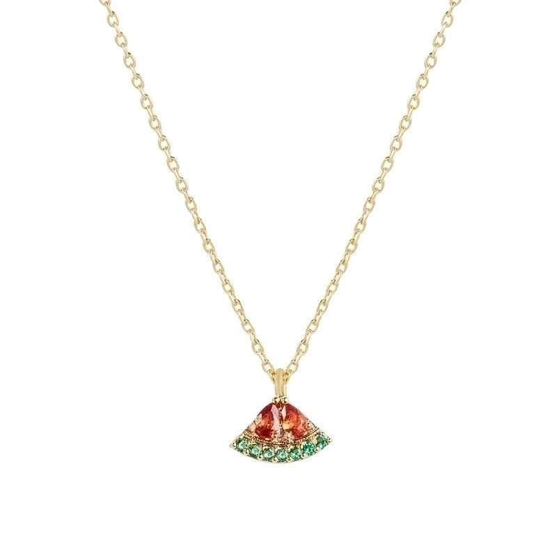 Cherry Peach Tropical Fruit Pendant Copper Inlaid Zircon Necklace