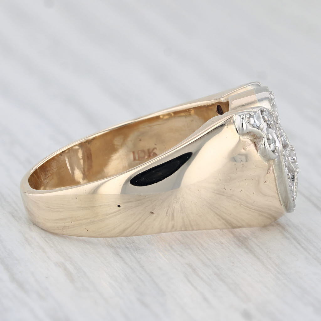 0.15ctw Diamond Shriners Signet Ring 10k Gold Sz 11.5 Masonic Crescent Scimitar