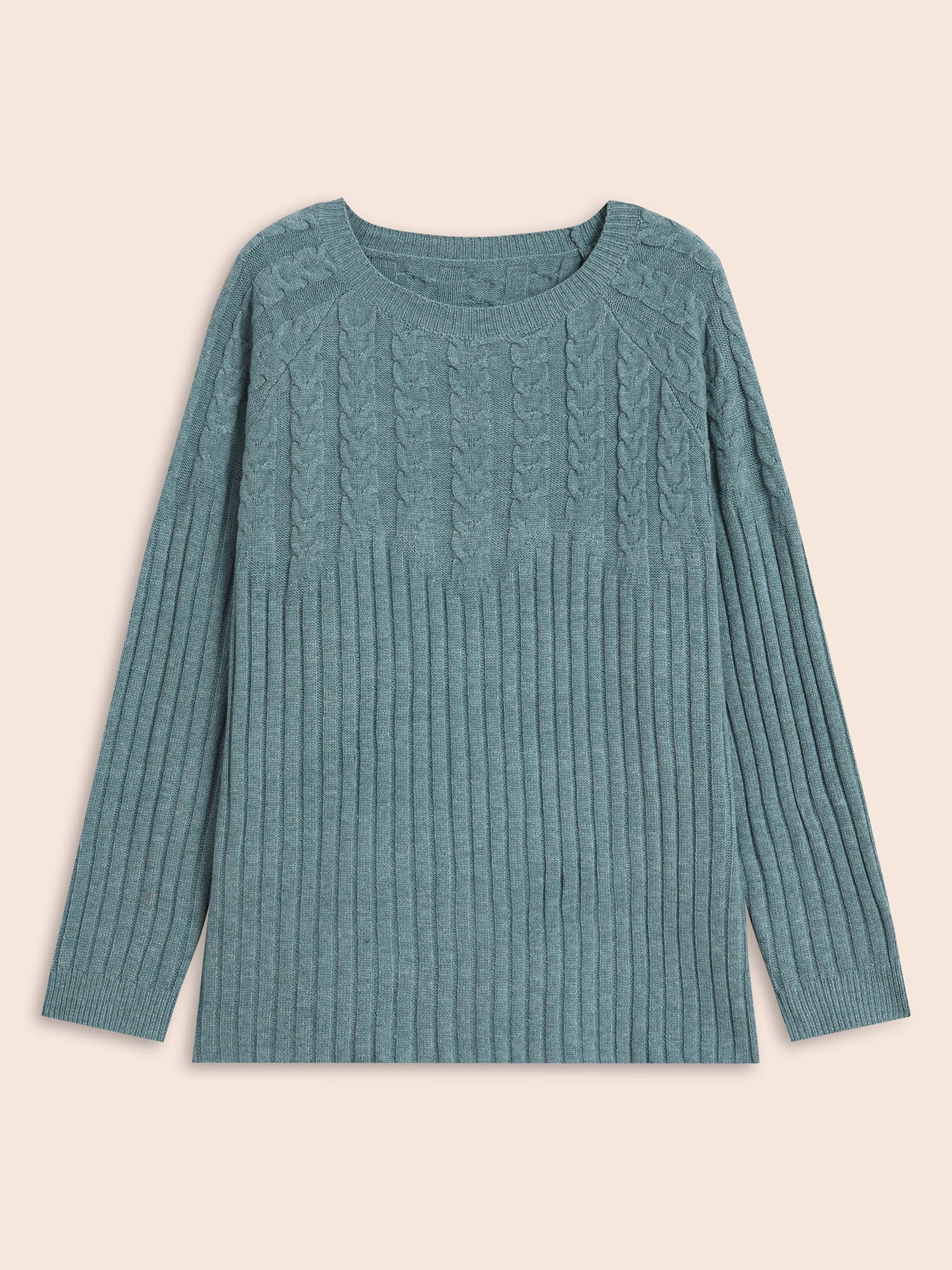 Solid Cable Knit Raglan Sleeve Pullover