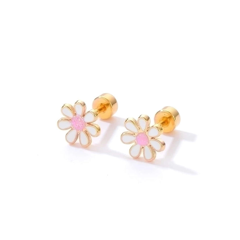 Minimalist Flower Plating 201 Stainless Steel 18K Gold Plated Ear Studs