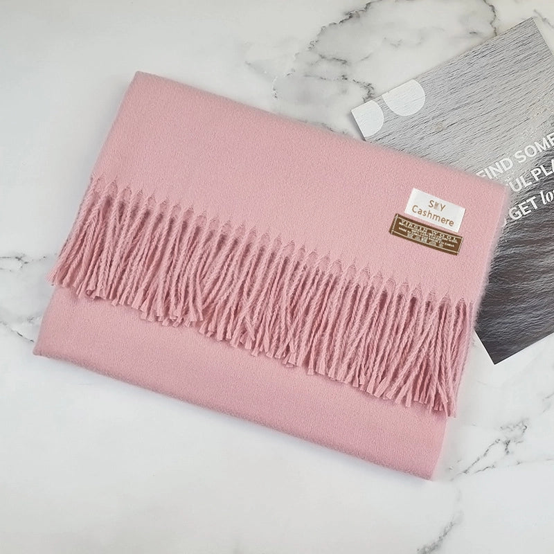 Big Red Scarf Thickened Cashmere Scarf Solid Color Women's Winter Explosions Cashmere Scarf Women's Wool Shawl