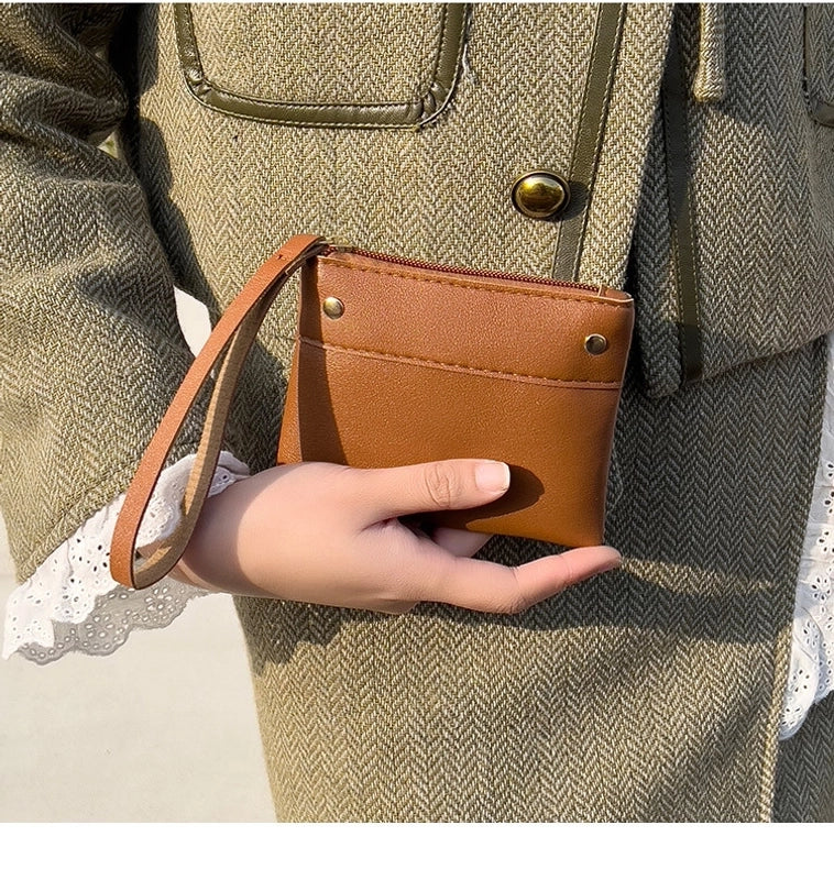 Women's Small Pu Leather Solid Color Basic Classic Style Square Zipper Coin Purse