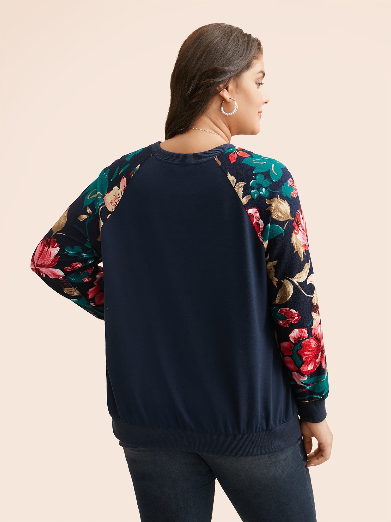 Floral Patchwork Raglan Sleeve Sweatshirt