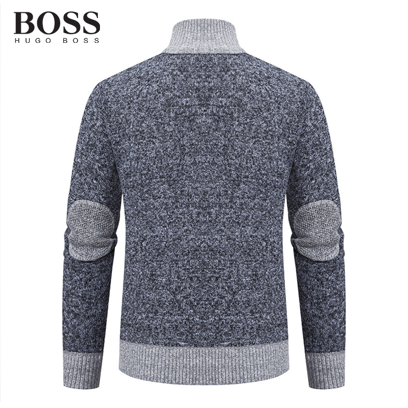 BOSS Men-s Zipper Stand Collar Sweater Casual Warm Sweater