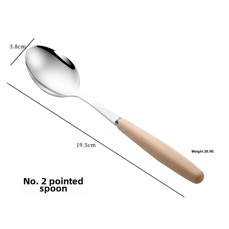 Stainless Steel Knife And Fork Spoon With Wooden Handle Western Steak Knife Solid Wood Stainless Steel Tableware Soup Spoon Fruit Dessert Fork