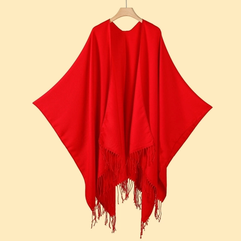 Women's Streetwear Color Block Solid Color Polyester Tassel Shawl
