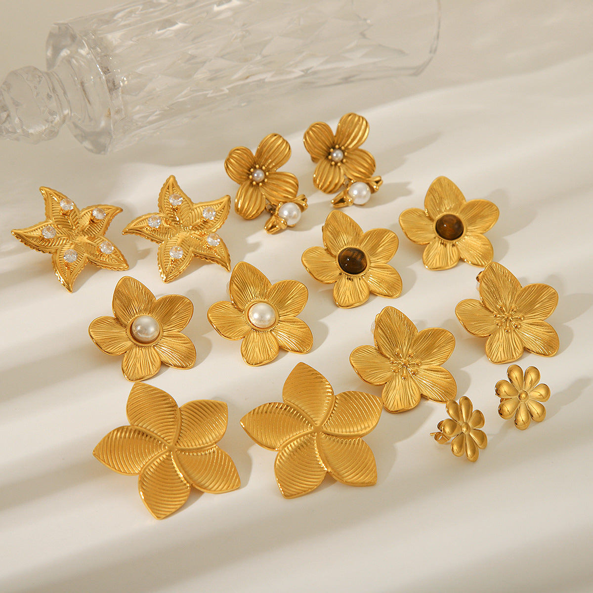 IG Style Flower Geometric Stainless Steel Electroplating Earrings