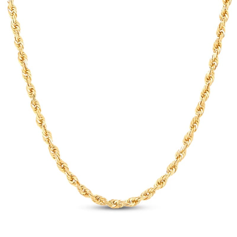 4.5mm Glitter Rope Chain Necklace Solid 10K Yellow Gold 22