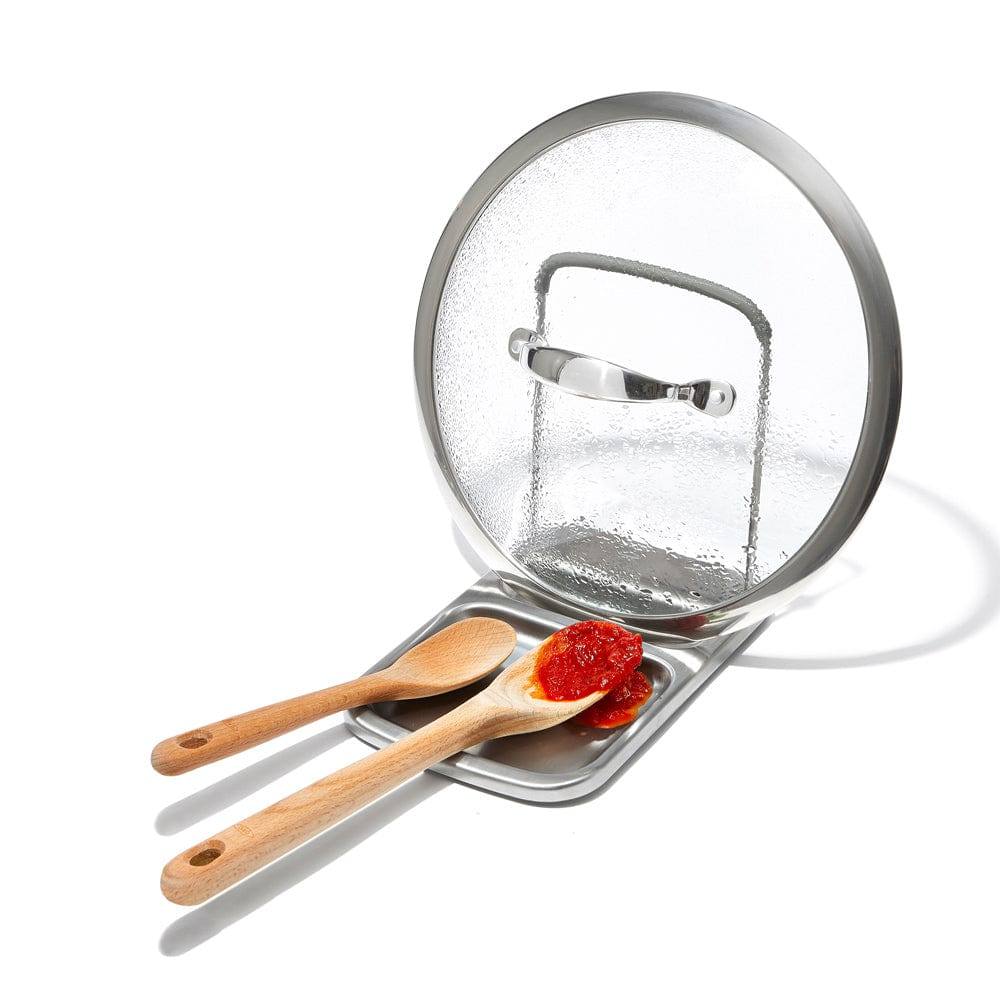 Stainless Steel Spoon Rest with Lid Holder