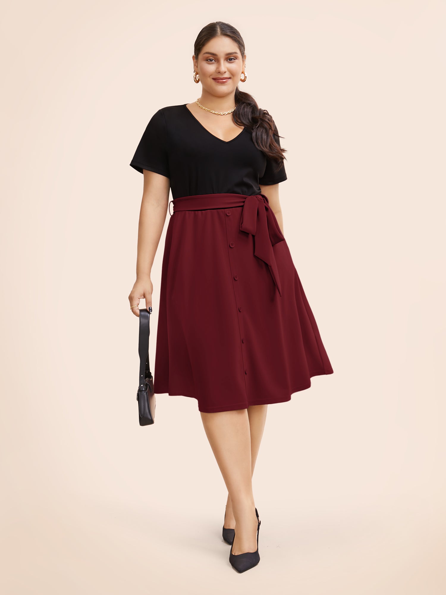 Supersoft Essentials Two Tone Pocket Patchwork Belted Dress