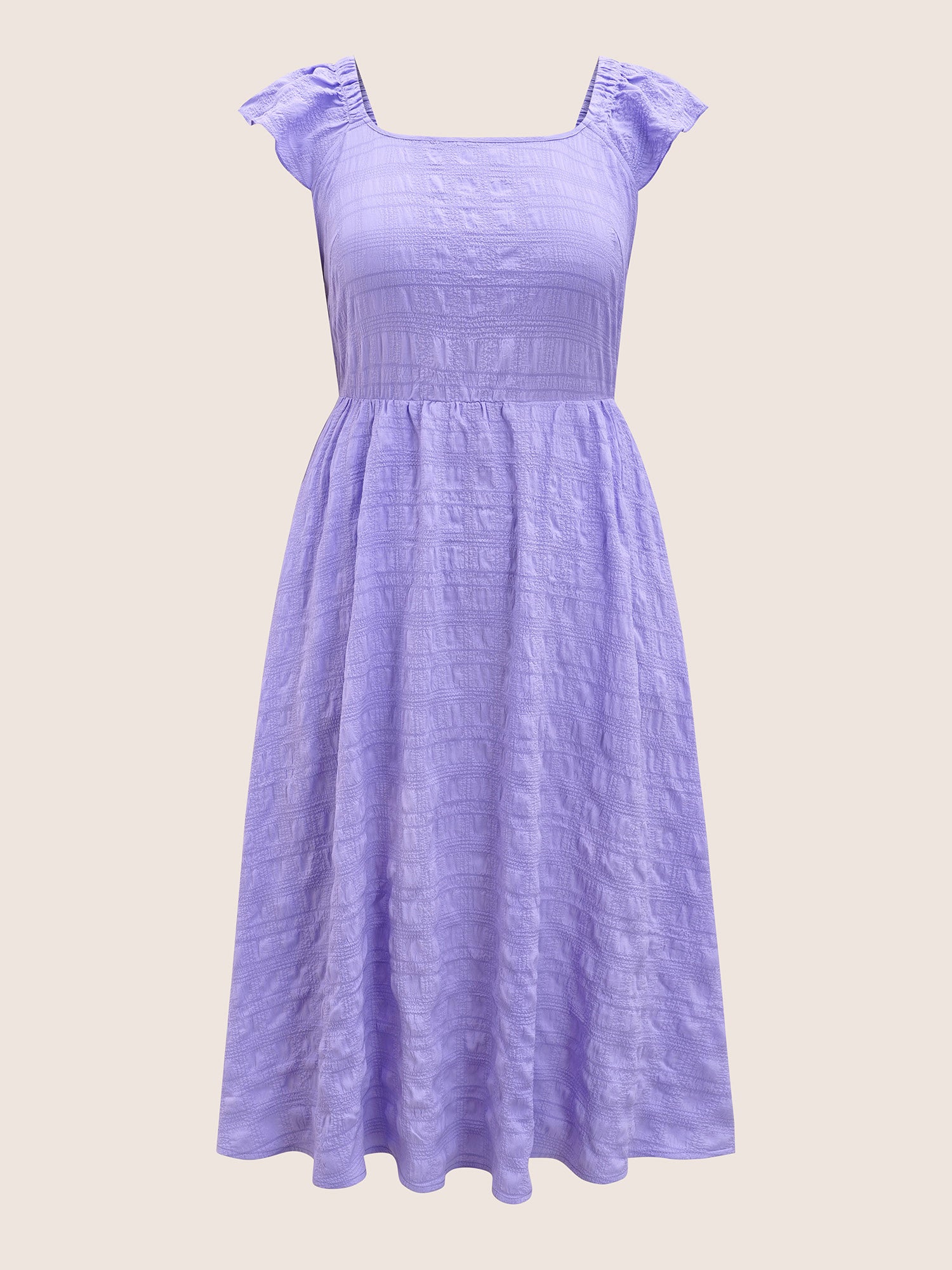 Texture Back Tie Knot Cap Sleeve Dress