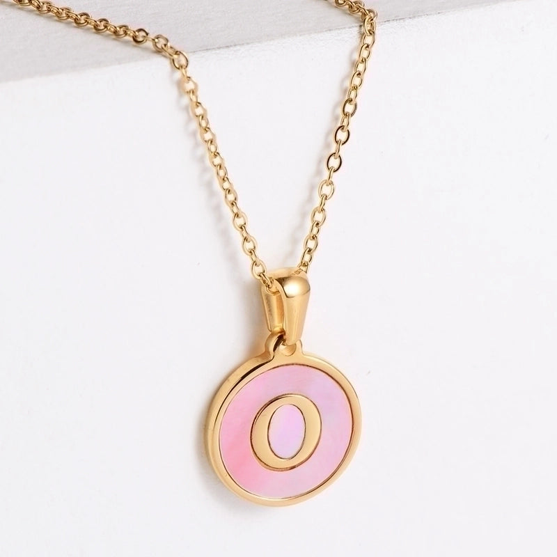 304 Stainless Steel 18K Gold Plated Fashion Plating Letter Shell Pendant Necklace