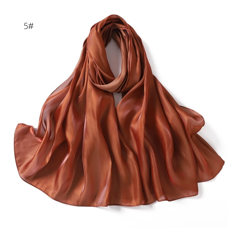 Spring And Summer New Thin Soft Shiny Satin Scarf Female Malay Indonesian Long Scarf Scarf Sun Protection Shawl