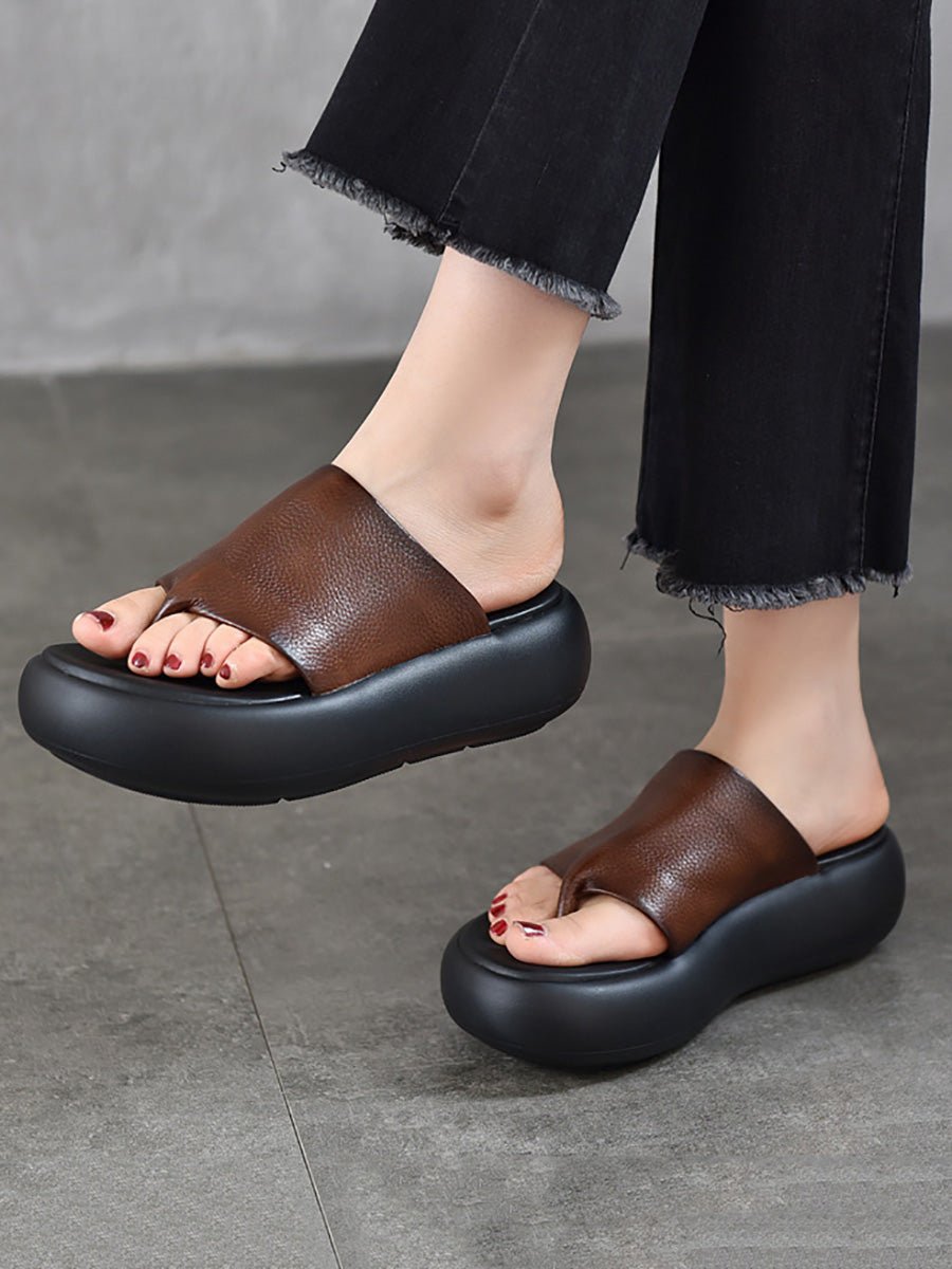 Women Summer Casual Pure  Color Platform Slippers