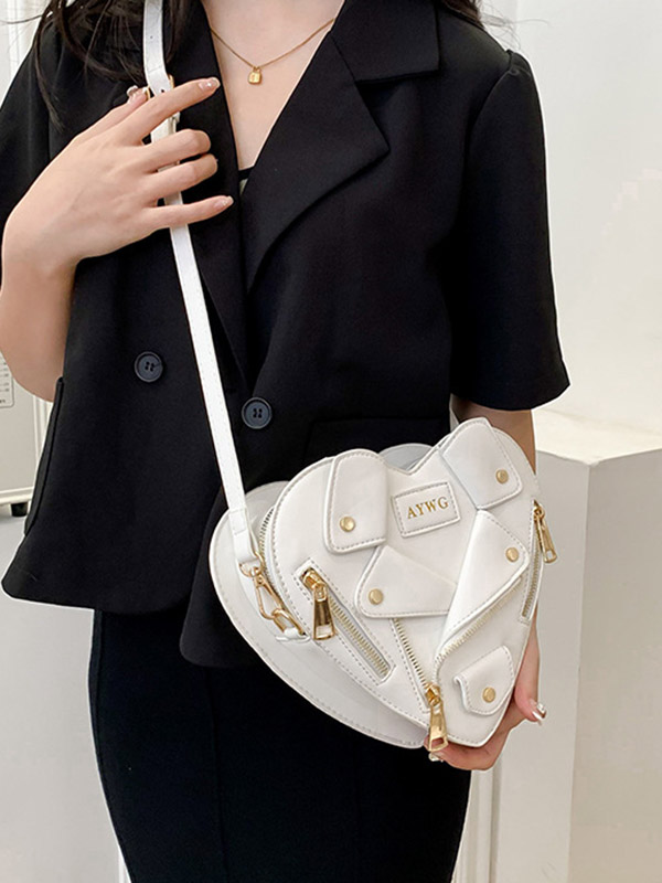 Heart Shape Split-Joint Zipper Bags Crossbody Bags Handbags