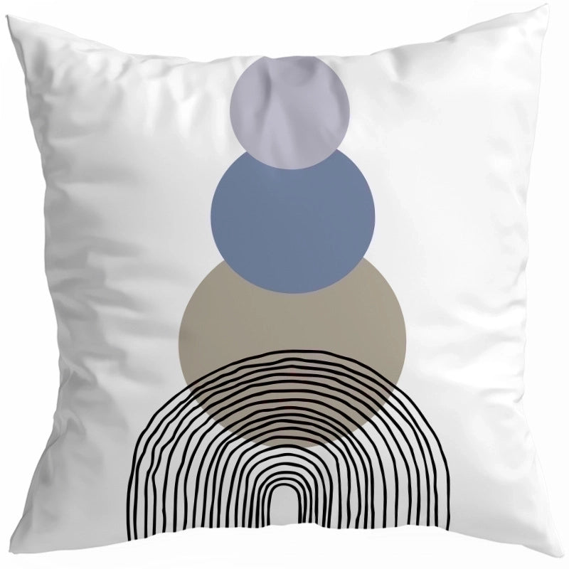 Exaggerated Modern Style Artistic Geometric Color Block Fibre Peach Skin Pillow Cases