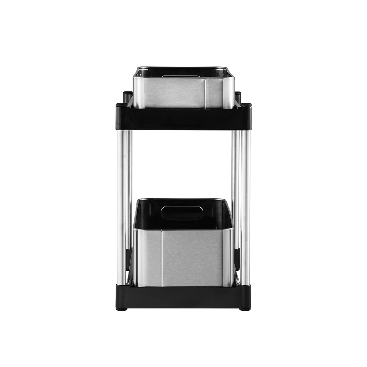 stylish household under sink cabinet double tier stainless steel organizer pull out multifunction kitchen rack