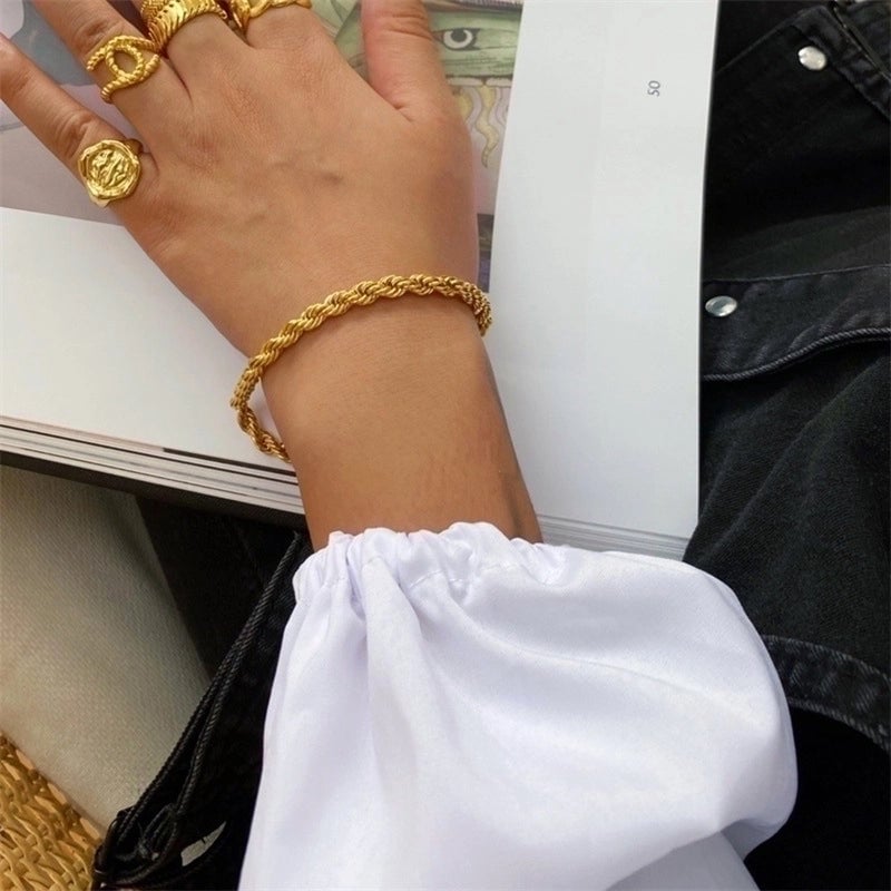 Fashion Geometric Titanium Steel 14K Gold Plated No Inlaid Bracelets In Bulk