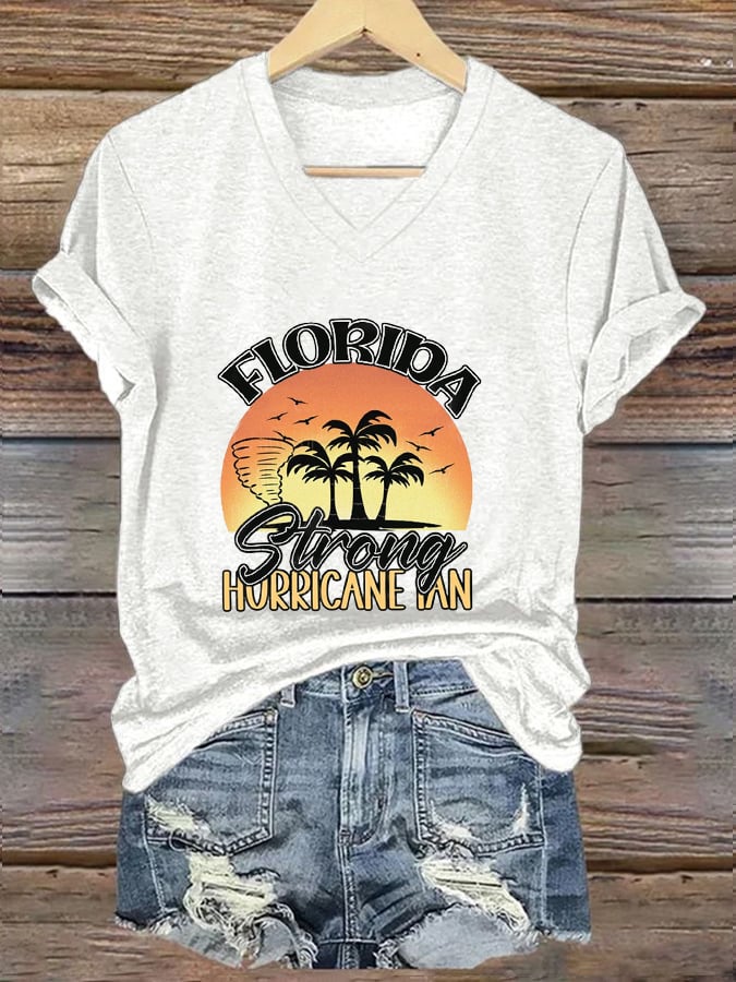 Women's Hot Florida Hurricane Milton Print Casual T-Shirt