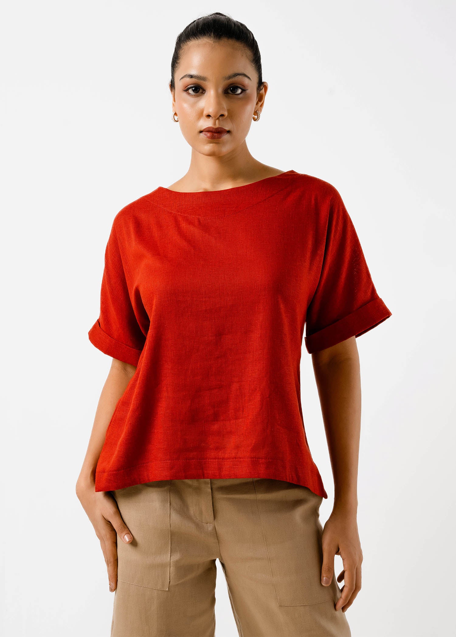 Boat Neck Boxy Blouse