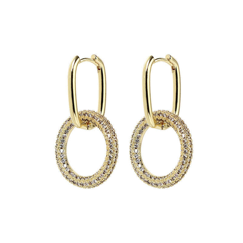 Minimalist Elegant Women Star Hollow Geometric Metal Geometric Zircon Earrings