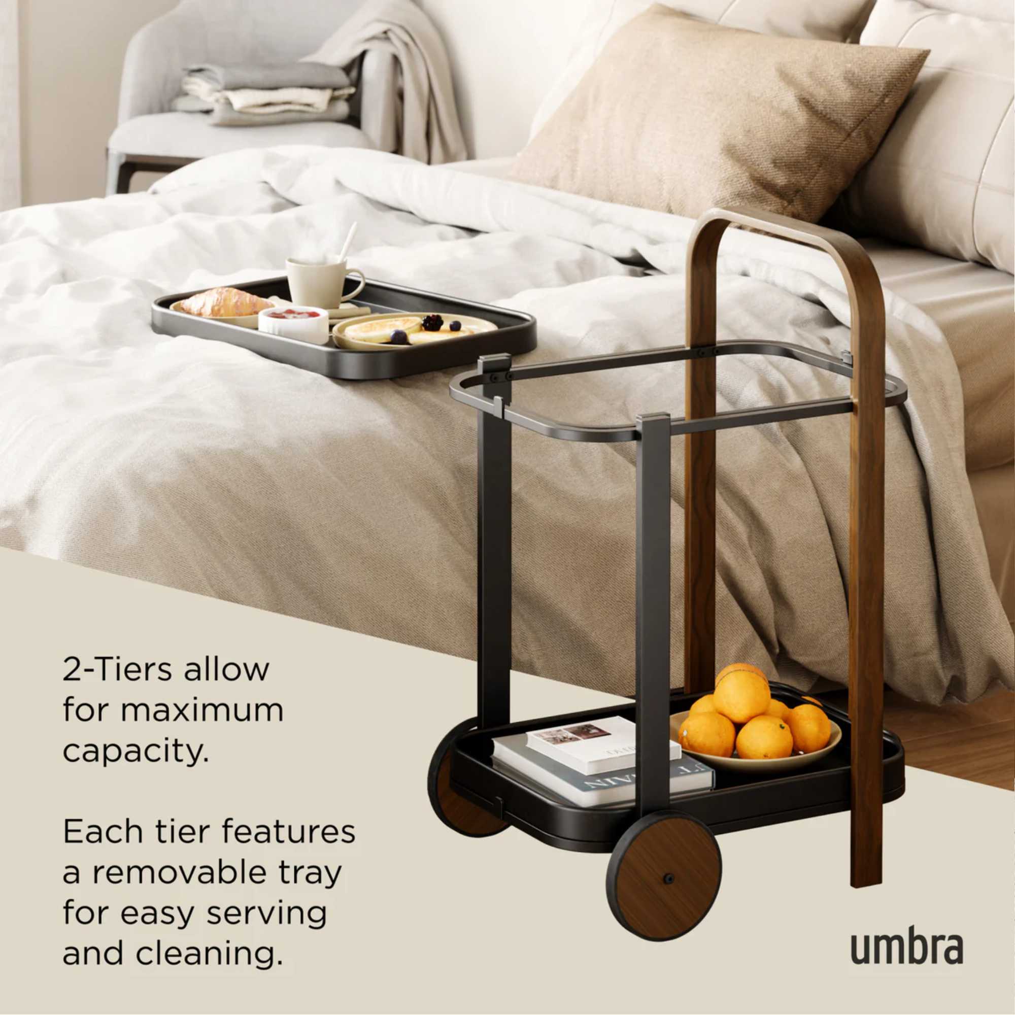 Umbra Bellwood bar/serving cart. Walnut