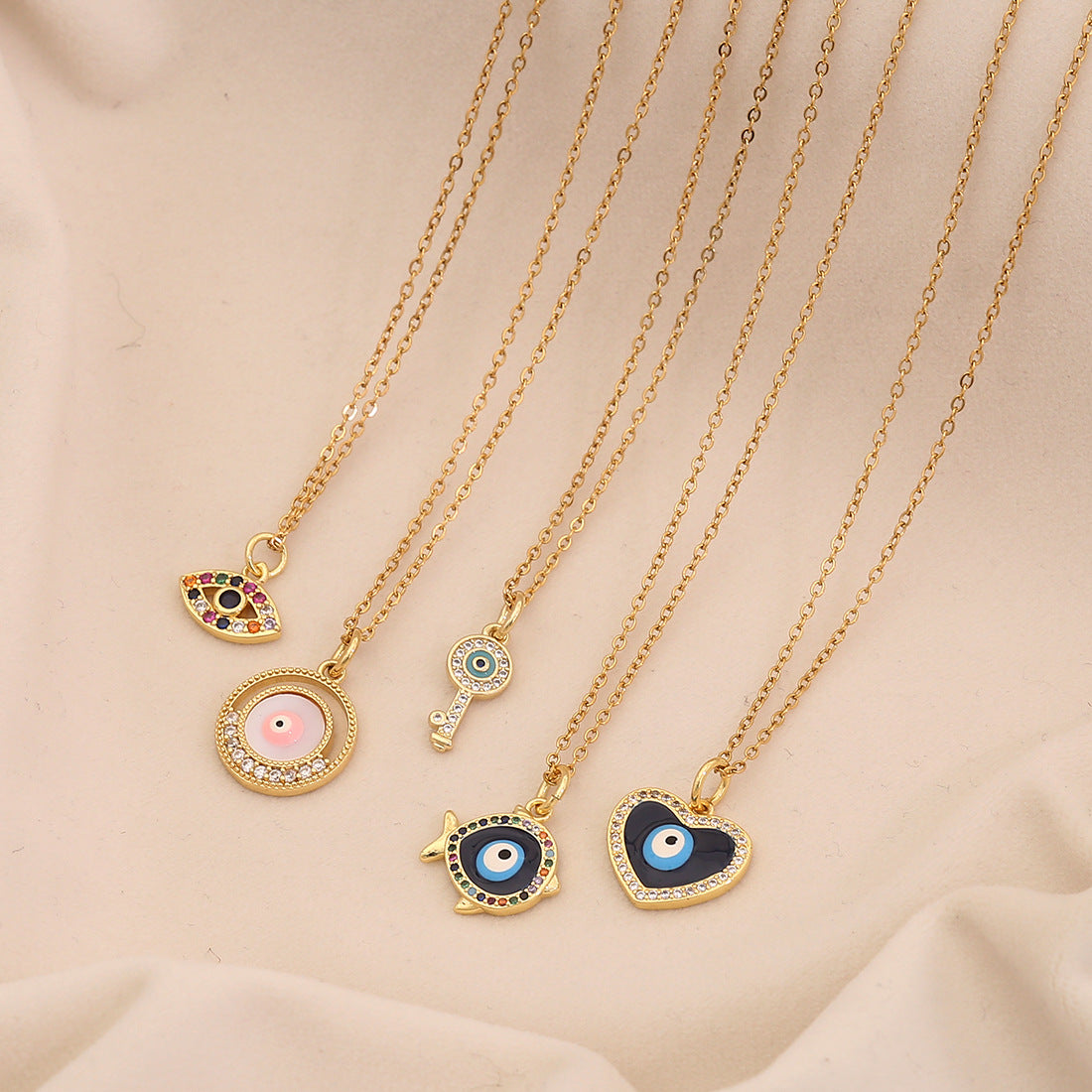 Dripping Oil Eye Pendant Necklace Personalized Stainless Steel Necklace N1516
