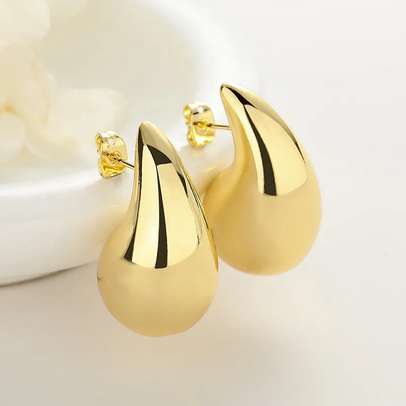 New Arrivals Fashion Hoop Earring Jewelry gold plated earrings 18k Water Tear Drop Wholesale Earrings Women