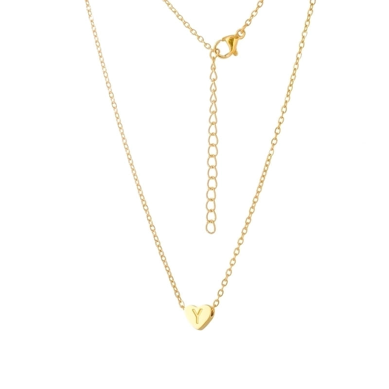 Stainless Steel Titanium Steel 18K Gold Plated Minimalist Letter Heart Shape None Pendant Necklace