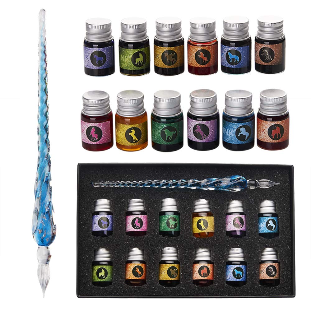 2023 Calligraphy Glass Dip Pen Ink Set