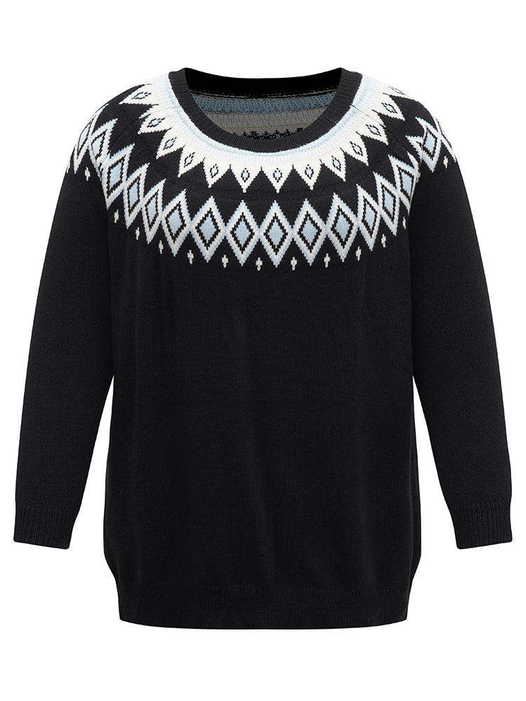 Supersoft Essentials Geo Contrast Raglan Sleeve Pullover