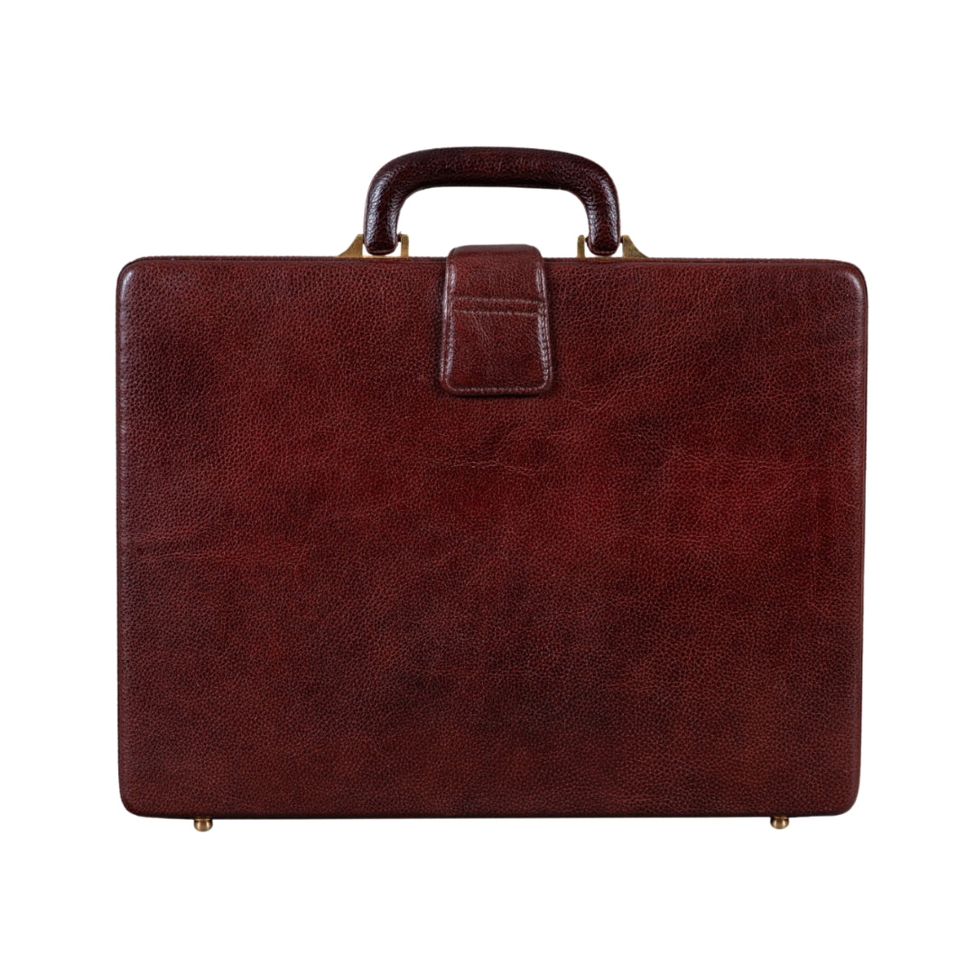 Leather Executive Men's Leather Attache Briefcase. Brown