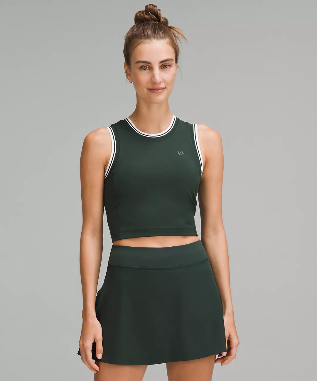 Varsity Scoop-Neck Cropped Tennis Tank Top Medium Support, B/C Cup New