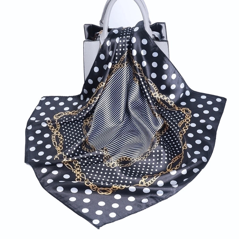 Women's Elegant Classical Lady Printing Satin Silk Scarf