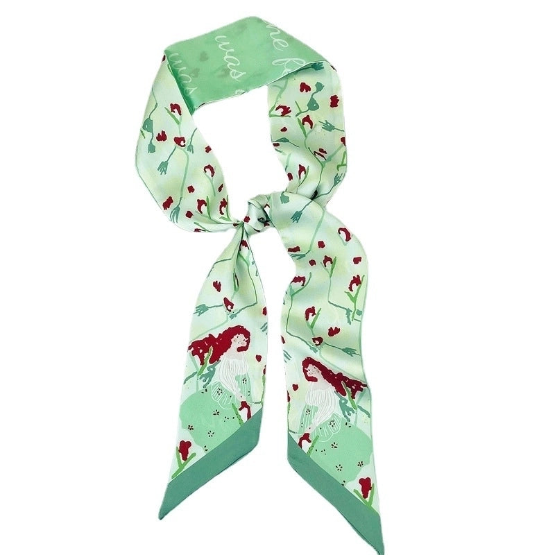 Women's Sweet Flower Satin Silk Scarves