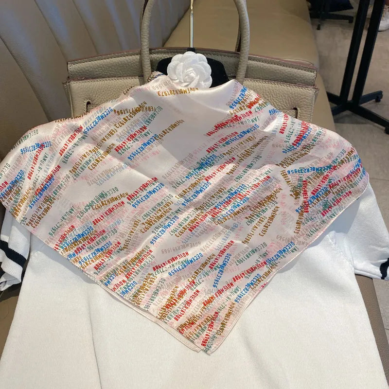 Women's Sweet Color Block Silk Printing Silk Scarf