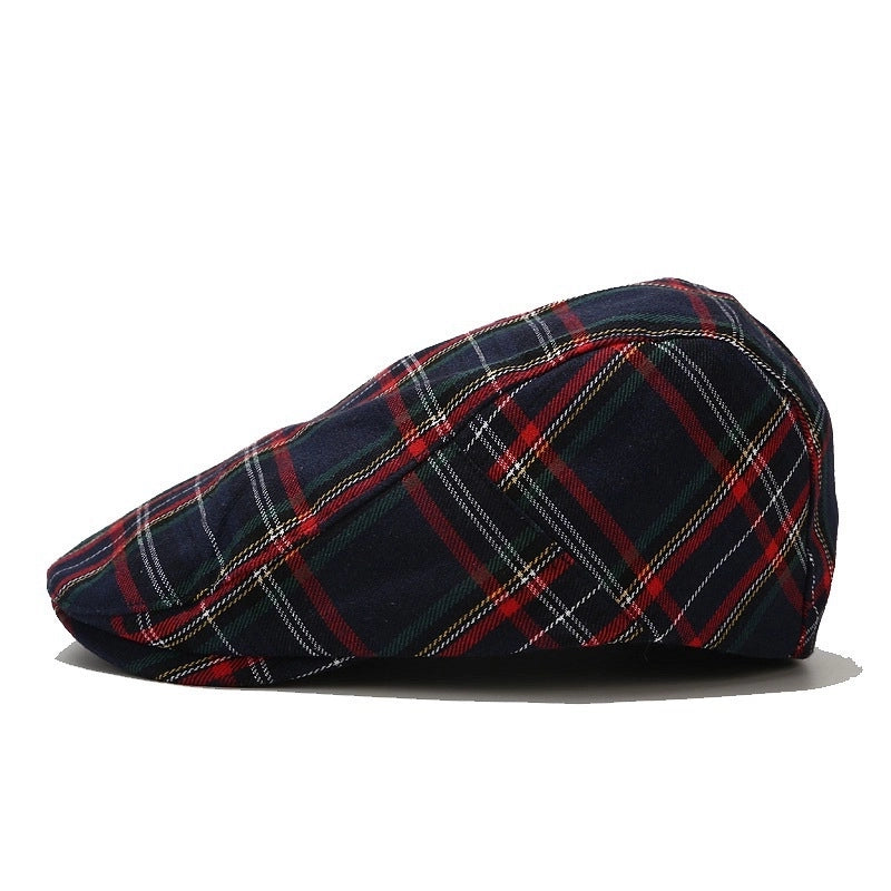 Beret Women's Trendy Korean-style Plaid Cap Men's Sunscreen Sun Hat Outdoor Casual Plaid Forward Hat