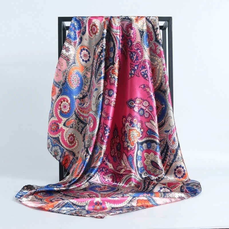 Women's Minimalist Flower Satin Printing Scarves & Gloves