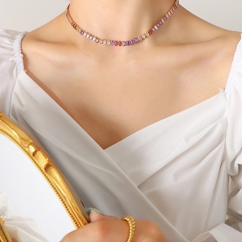 Fashion 304 Stainless Steel Zircon 18K Gold Plated Plating