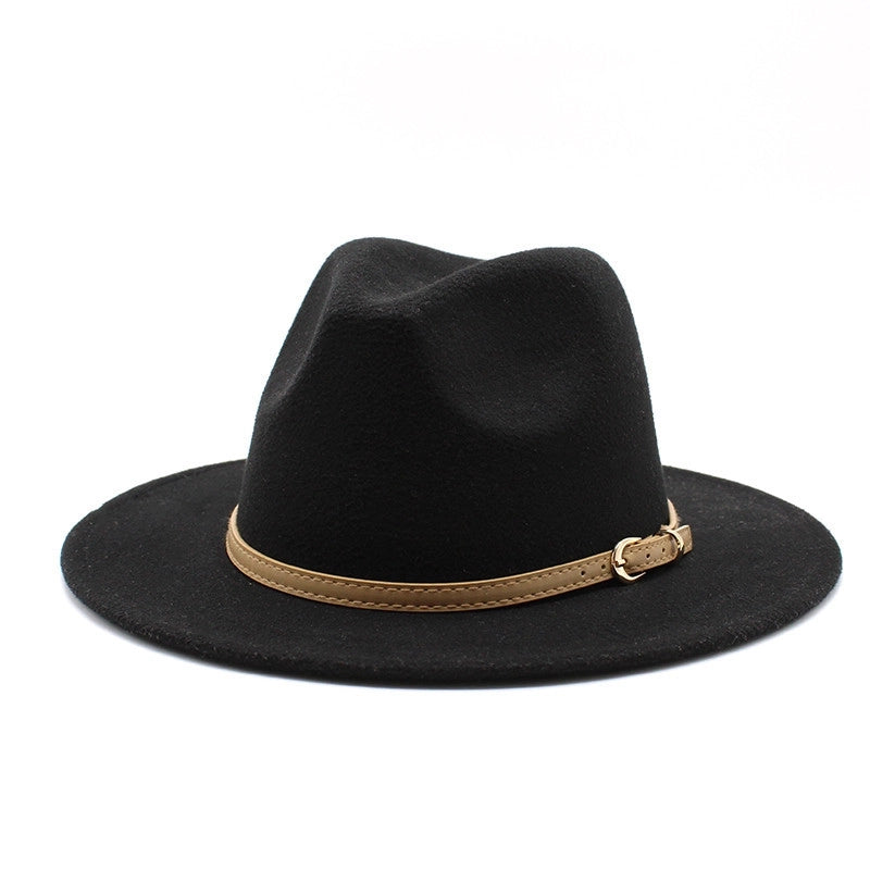 Unisex Basic Solid Color Big Eaves Flat Eaves Fedora Hat