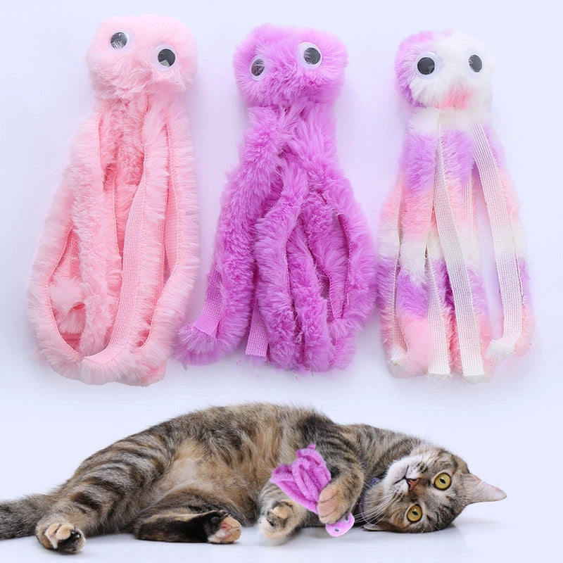 New Cat Toy Octopus Funny Cat Stick Kitten Kitten Molar Bite-resistant Self-Hi Relieving Stuffy Bite Pet Toy