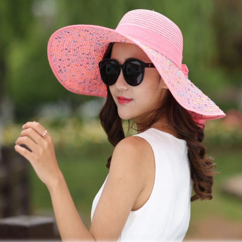 Women's Basic Vacation Pastoral Solid Color Bowknot Big Eaves Sun Hat