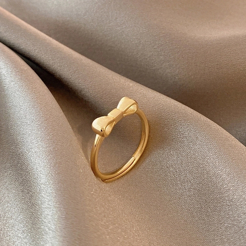 Fashion Leaf Flower Bow Knot Copper Plating Inlay Pearl Zircon Open Ring 1 Piece
