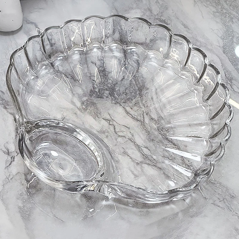 SHELL DISH TRANSPARENT DUMPLING PLATE WITH VINEGAR DISCS SUSHI SNACK PLATE