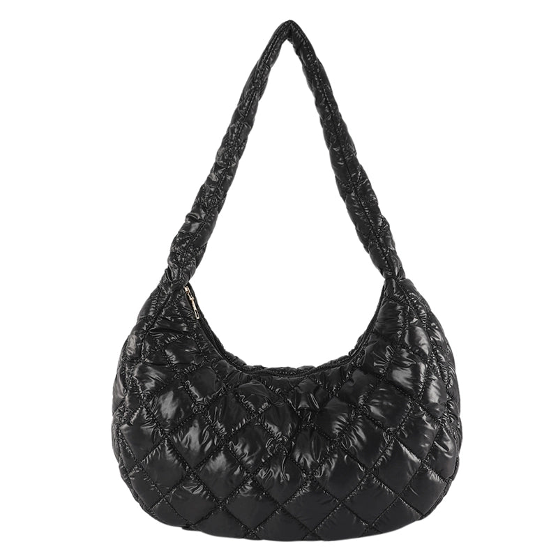 Women's Cotton Solid Color Basic Dumpling Shape Zipper Shoulder Bag Underarm Bag