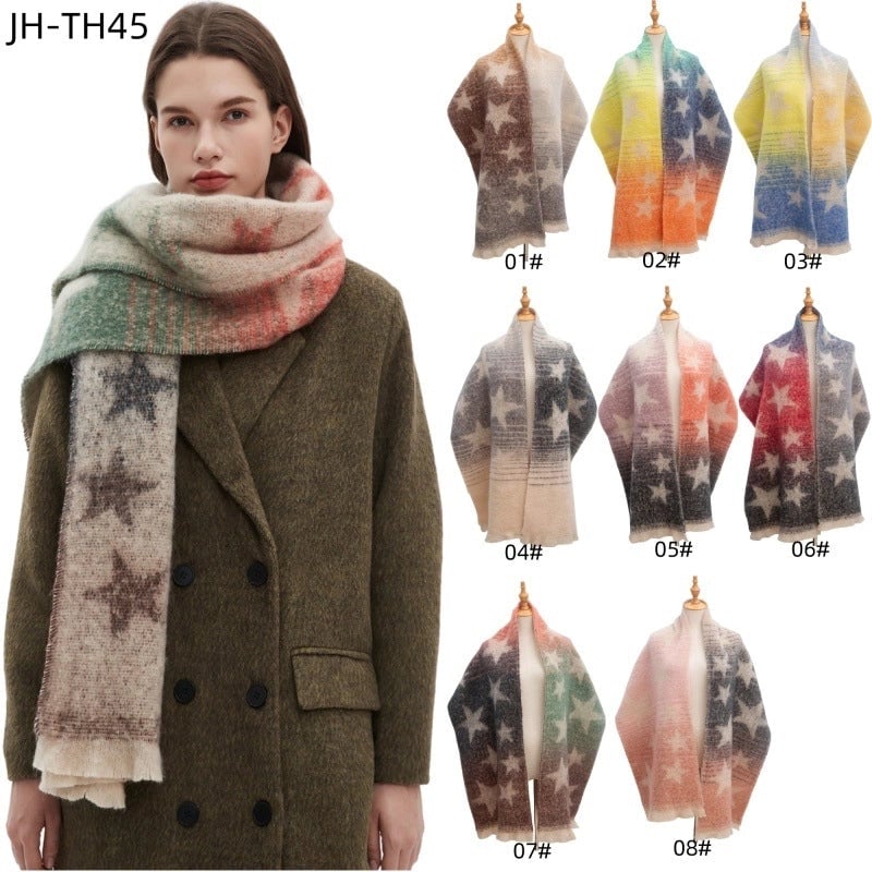 Women's Casual Minimalist Color Block Star Polyester Scarf