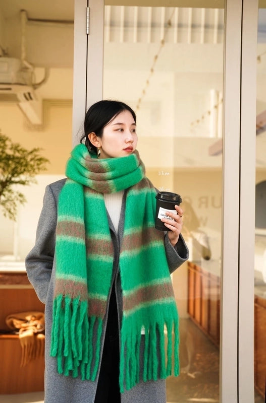 Women's Minimalist Classic Style Color Block Polyester Scarf
