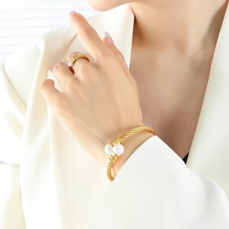 Minimalist Solid Color 304 Stainless Steel 18K Gold Plated Plating Rings Bracelets Earrings