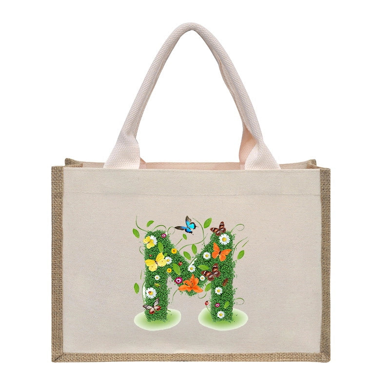 Women's Medium Canvas Letter Basic Classic Style Open Shopping Bags