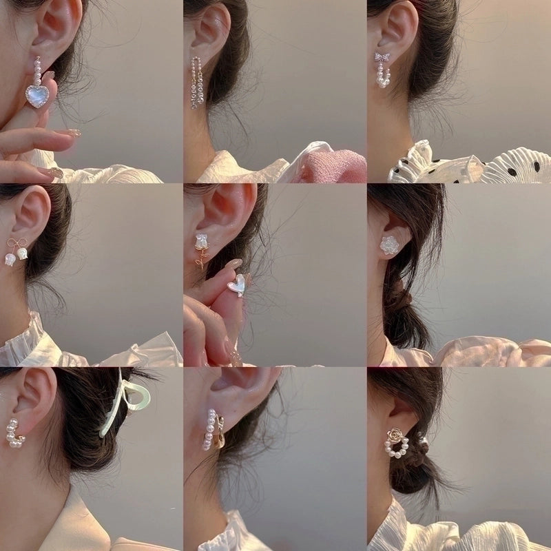 Fashion Geometric Alloy Plating Artificial Pearls Women's Earrings 1 Pair